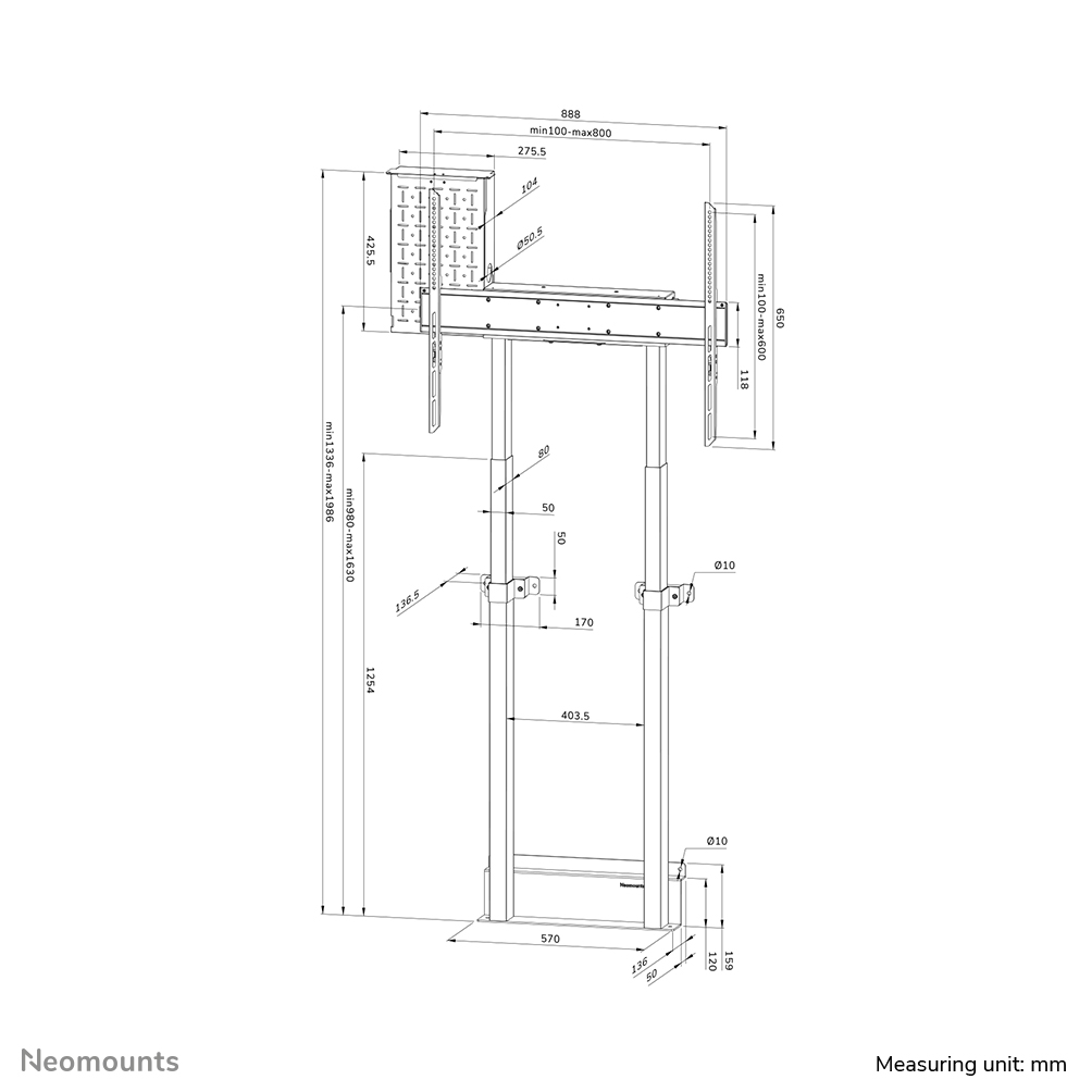 Neomounts WL55-875BL1 Supporto da pavimento per TV 55-100" - muro - motorizzato - TÜV